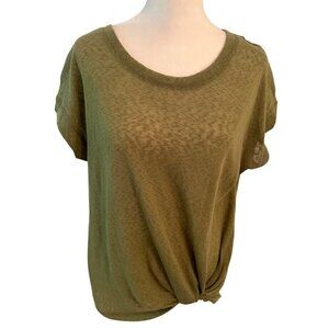 Kate Park Olive Green Semi Sheer Top Size L